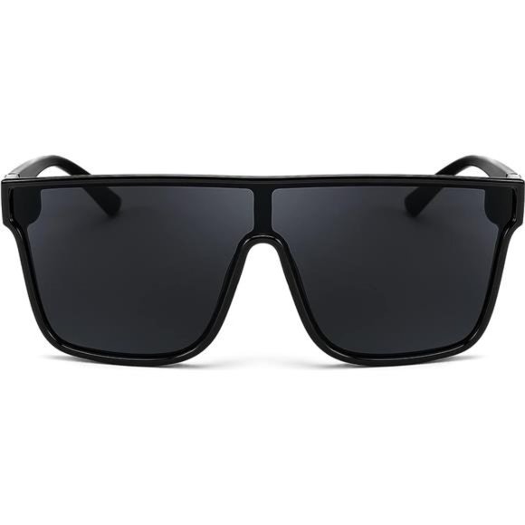 New Women Men Flat Top Sunglasses, Black Oversized Square Eyeglasses - Picture 5 of 7